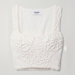 Charo Ruiz Mairey cropped ramie-blend cloqué top